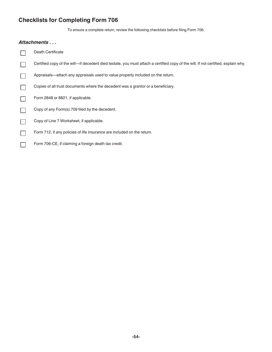 Instructions for IRS Form 706 United States Estate (And Generation-Skipping Transfer) Tax Return, Page 54