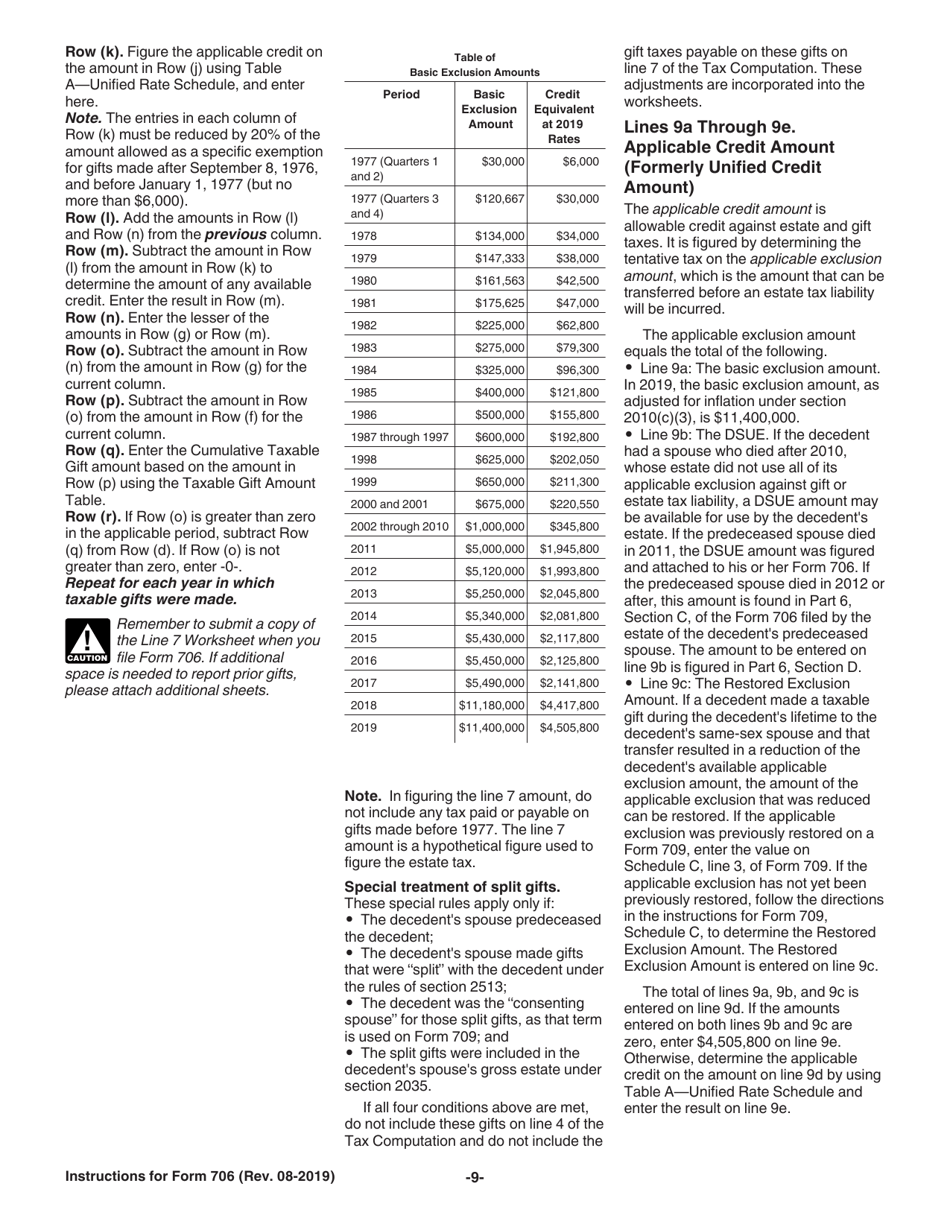 Instructions for IRS Form 706 United States Estate (And Generation-Skipping Transfer) Tax Return, Page 9