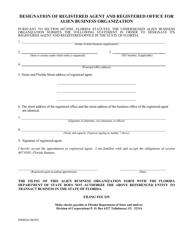 Form INHS24 Designation of Registered Agent and Registered Office for Alien Business Organization - Florida, Page 2