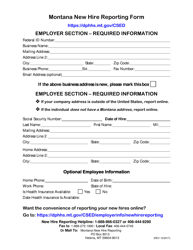 Document preview: Montana New Hire Reporting Form - Montana