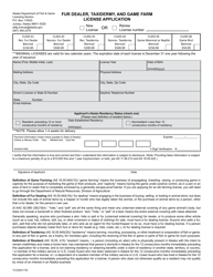 Form 15-528 &quot;Fur Dealer, Taxidermy, and Game Farm License Application&quot; - Alaska