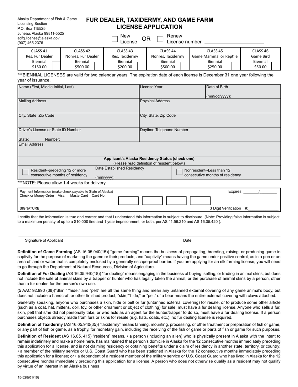 Form 15528 Fill Out, Sign Online and Download Printable PDF, Alaska