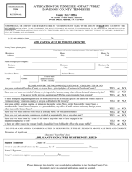 Document preview: Application for Tennessee Notary Public - Davidson County, Tennessee