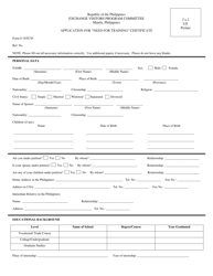 Document preview: Form 0 1NTC95 Application for "need for Training" Certificate - Philippines