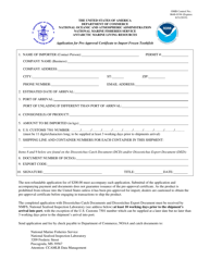 Document preview: Application for Pre-approval Certificate to Import Frozen Toothfish