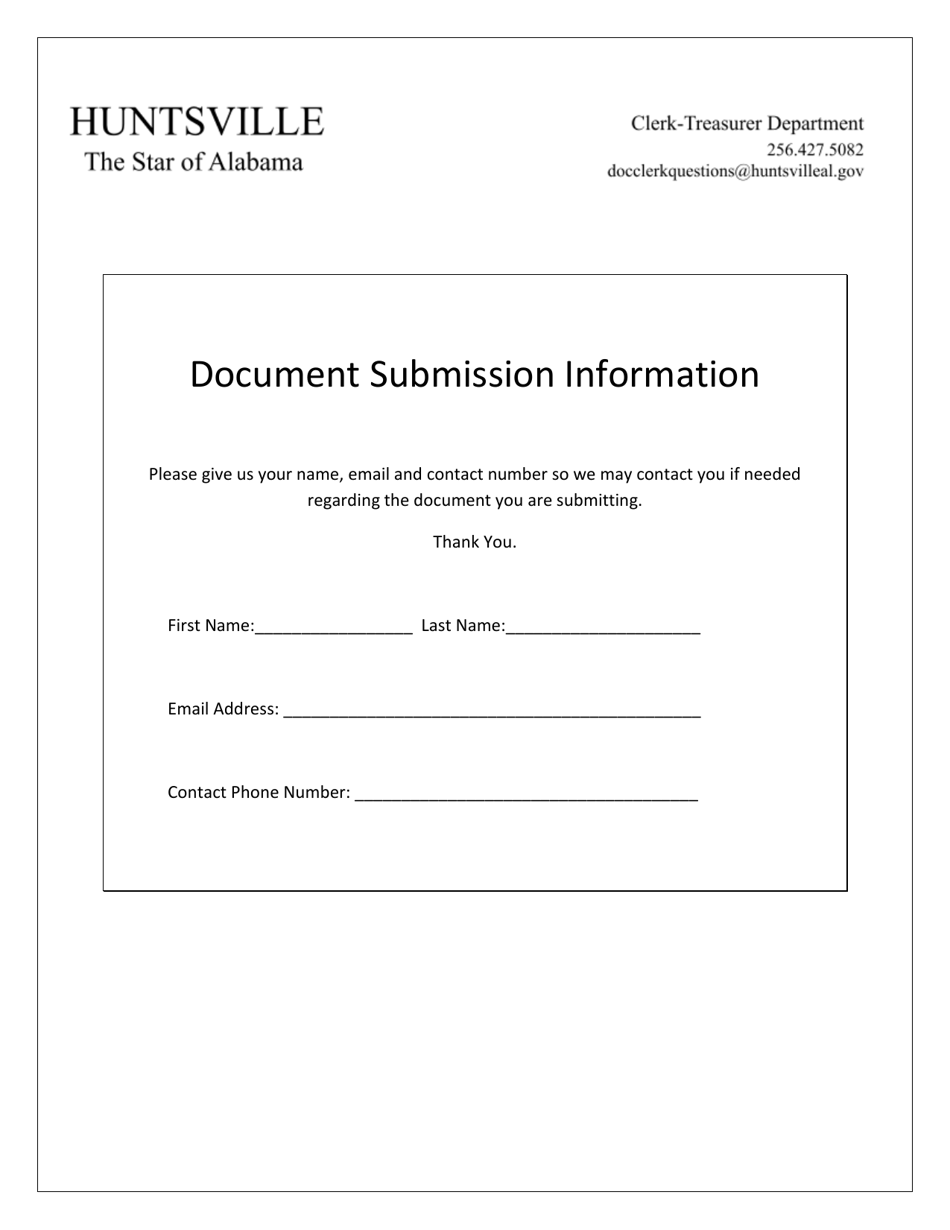 Residential Solicitation Permit Application - City of Huntsville, Alabama, Page 1