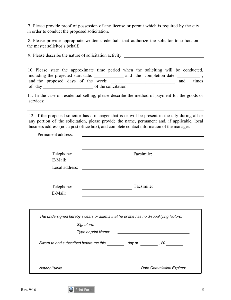 City Of Huntsville Alabama Residential Solicitation Permit Application Fill Out Sign Online 8832
