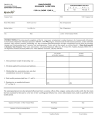 Document preview: Form 74A105 Unauthorized Insurance Tax Return - Kentucky