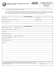 Document preview: State Form 47400 Report of Injury/Complaint of Injury - Indiana