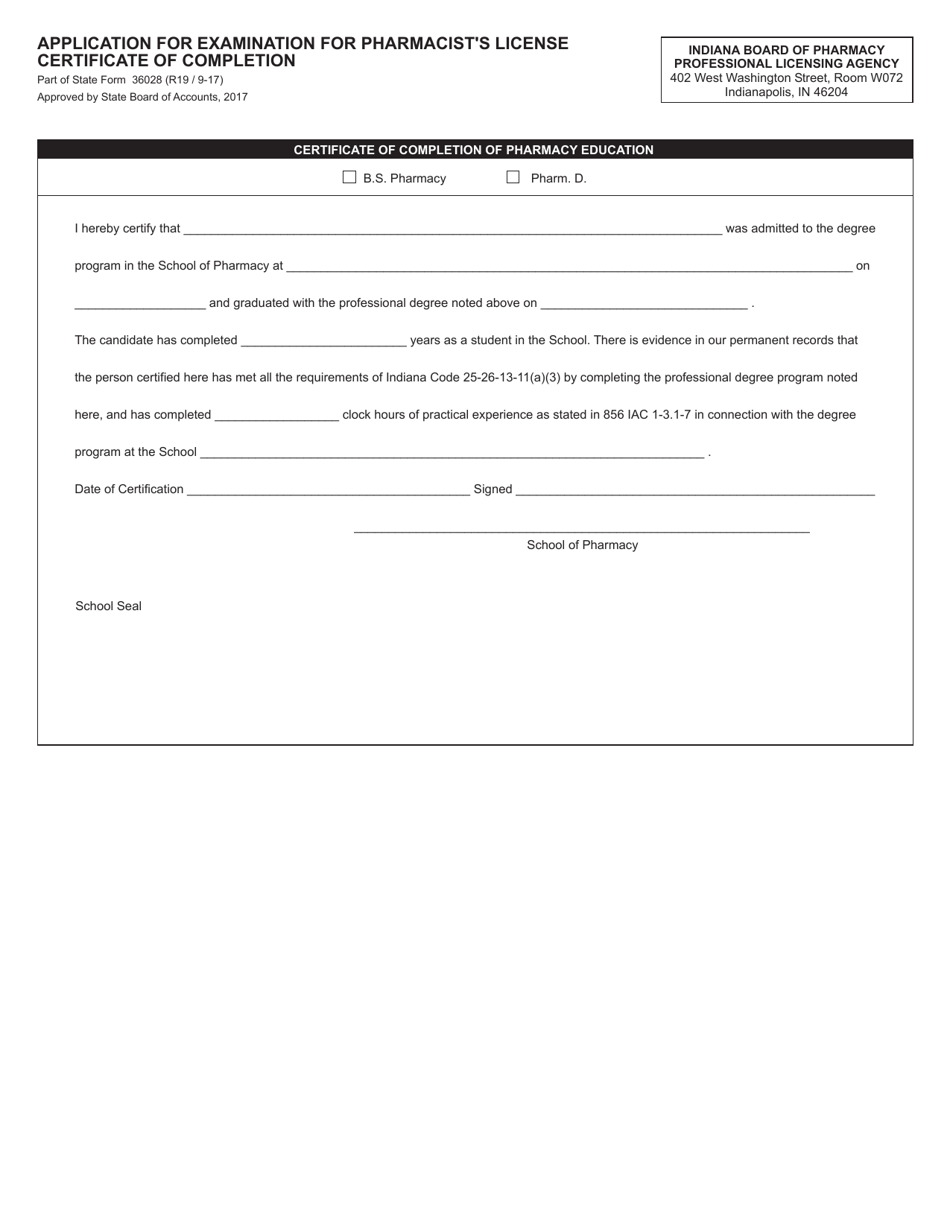 State Form 36028 Application for Pharmacist License - Indiana, Page 3
