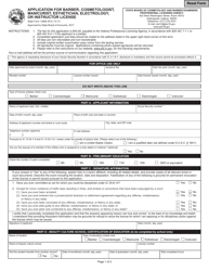 Document preview: State Form 15969 Application for Barber, Cosmetologist, Manicurist, Esthetician, Electrology, or Instructor License - Indiana