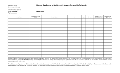 Form 62A384-G Natural Gas Property Tax Return - Kentucky, Page 2