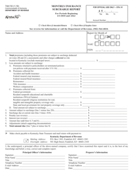 Document preview: Form 74A118 Monthly Insurance Surcharge Report - Kentucky