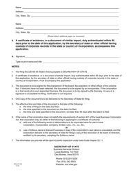 Application for Certificate of Authority - Iowa, Page 2