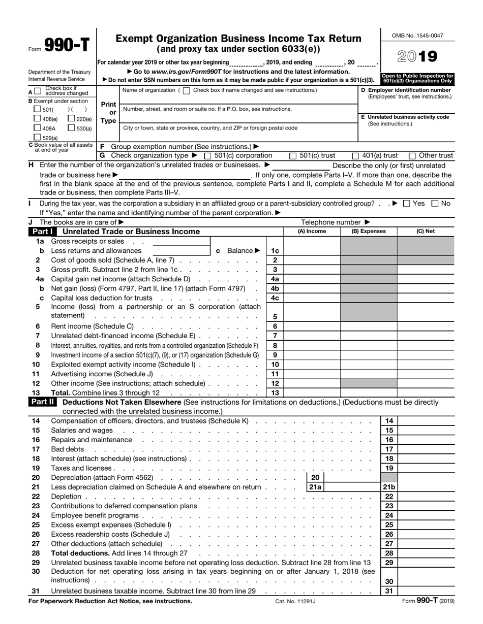 IRS Form 990-T Exempt Organization Business Income Tax Return (And Proxy Tax Under Section 6033(E)), Page 2
