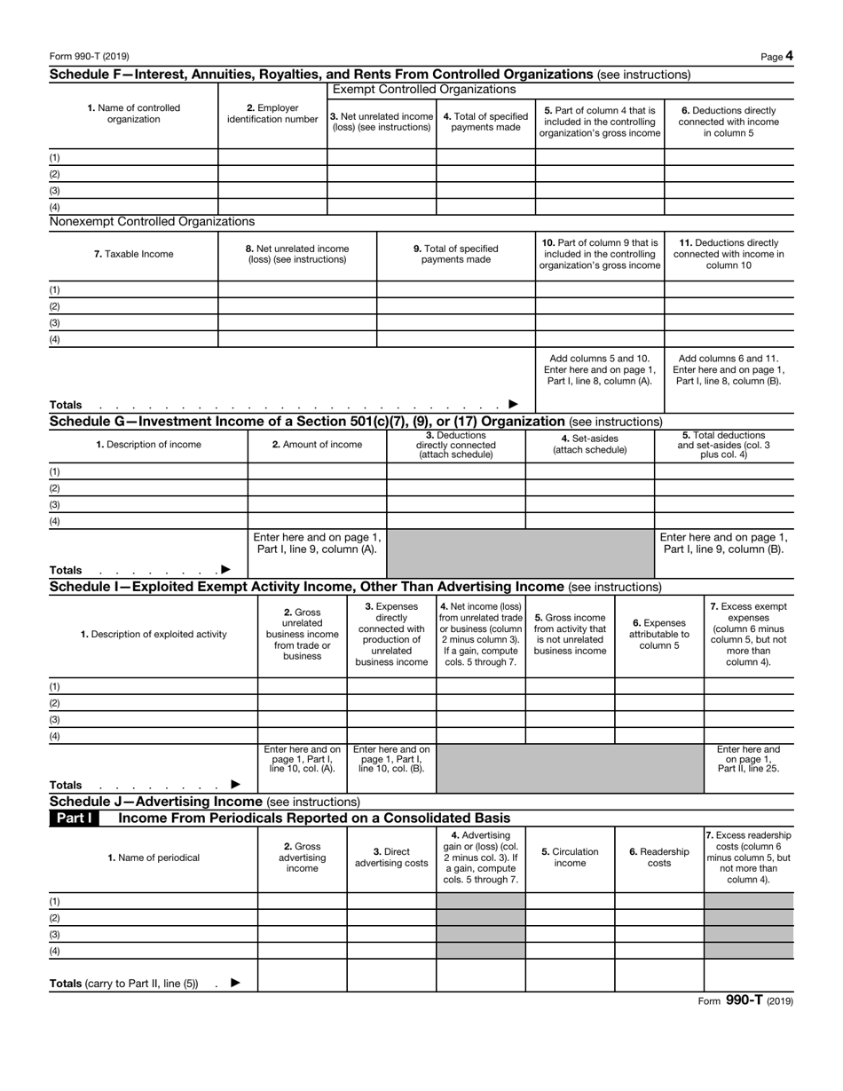 IRS Form 990-T Exempt Organization Business Income Tax Return (And Proxy Tax Under Section 6033(E)), Page 5