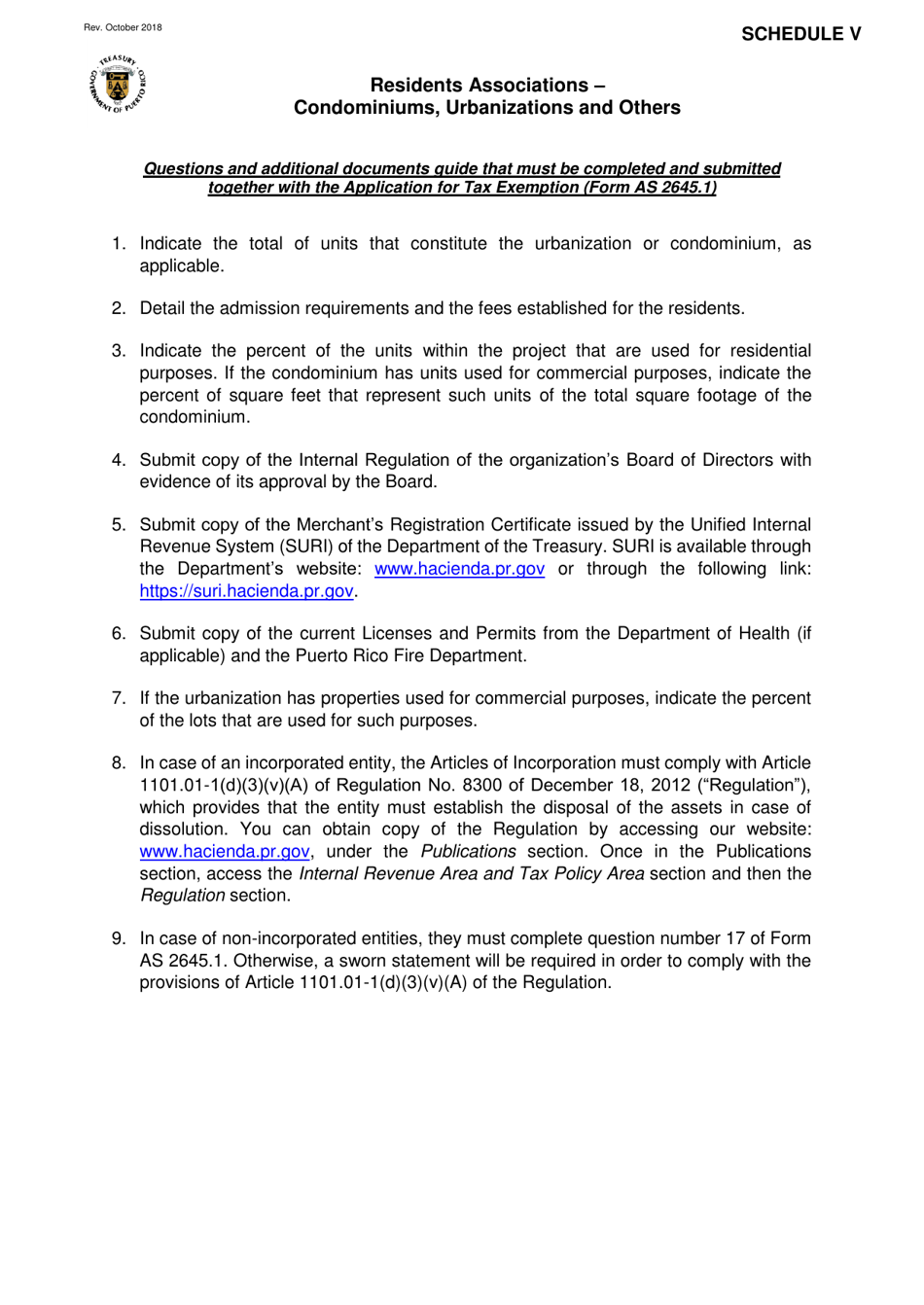 Form AS2645.1 Application for Tax Exemption Under Section 1101.01 of the Puerto Rico Internal Revenue Code of 2011, as Amended - Puerto Rico, Page 10