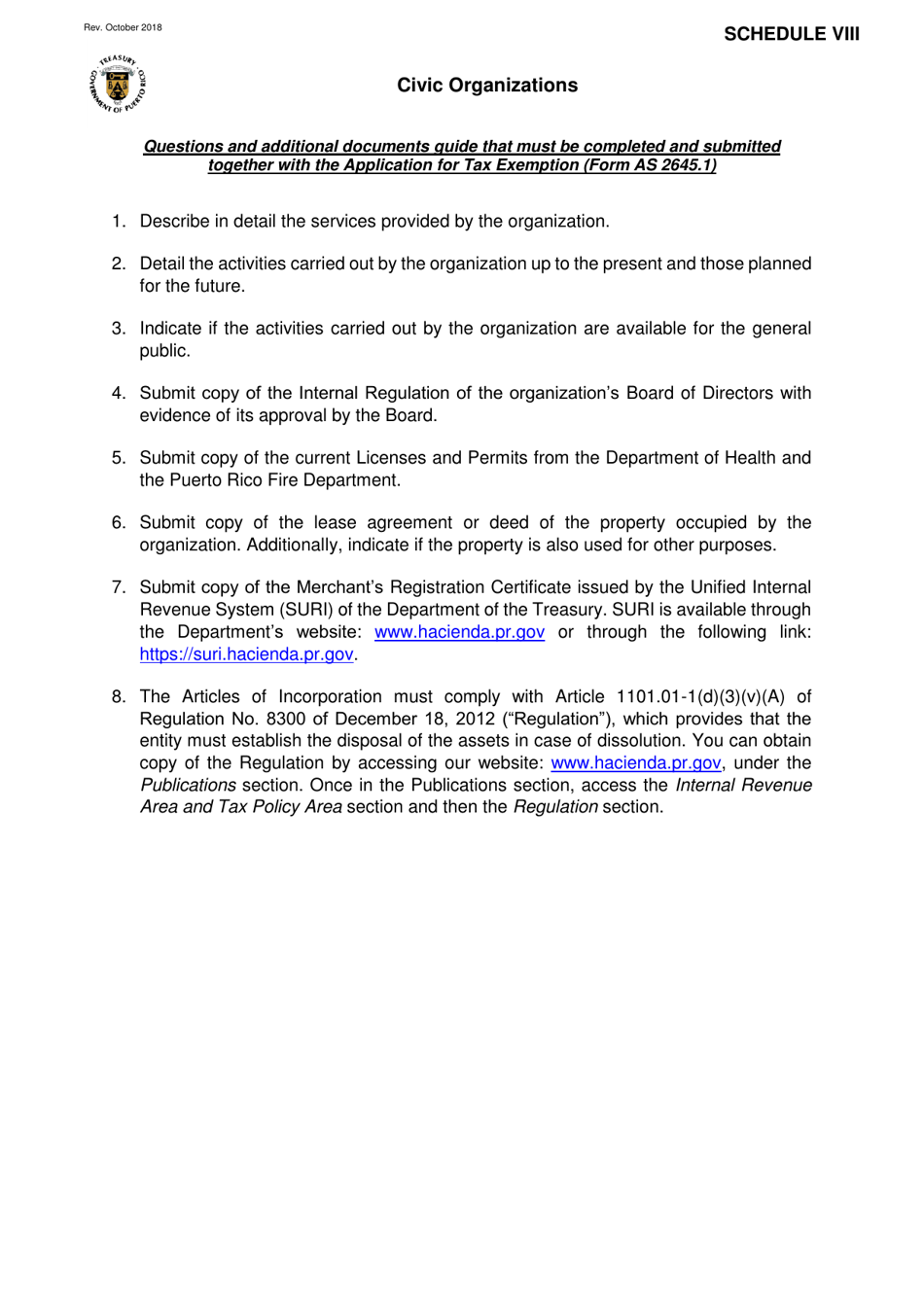 Form AS2645.1 Application for Tax Exemption Under Section 1101.01 of the Puerto Rico Internal Revenue Code of 2011, as Amended - Puerto Rico, Page 13