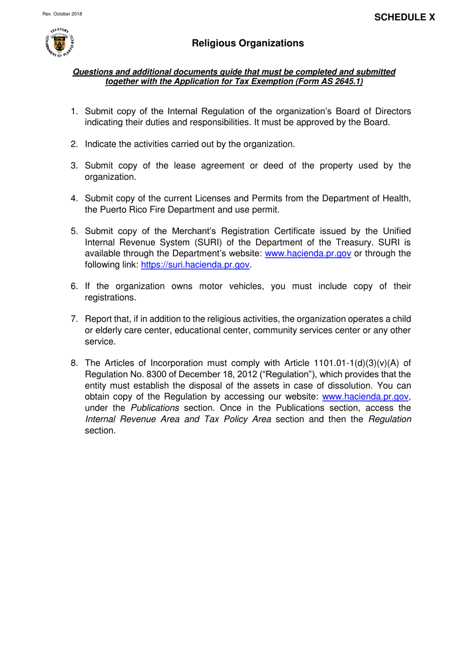 Form AS2645.1 Application for Tax Exemption Under Section 1101.01 of the Puerto Rico Internal Revenue Code of 2011, as Amended - Puerto Rico, Page 15