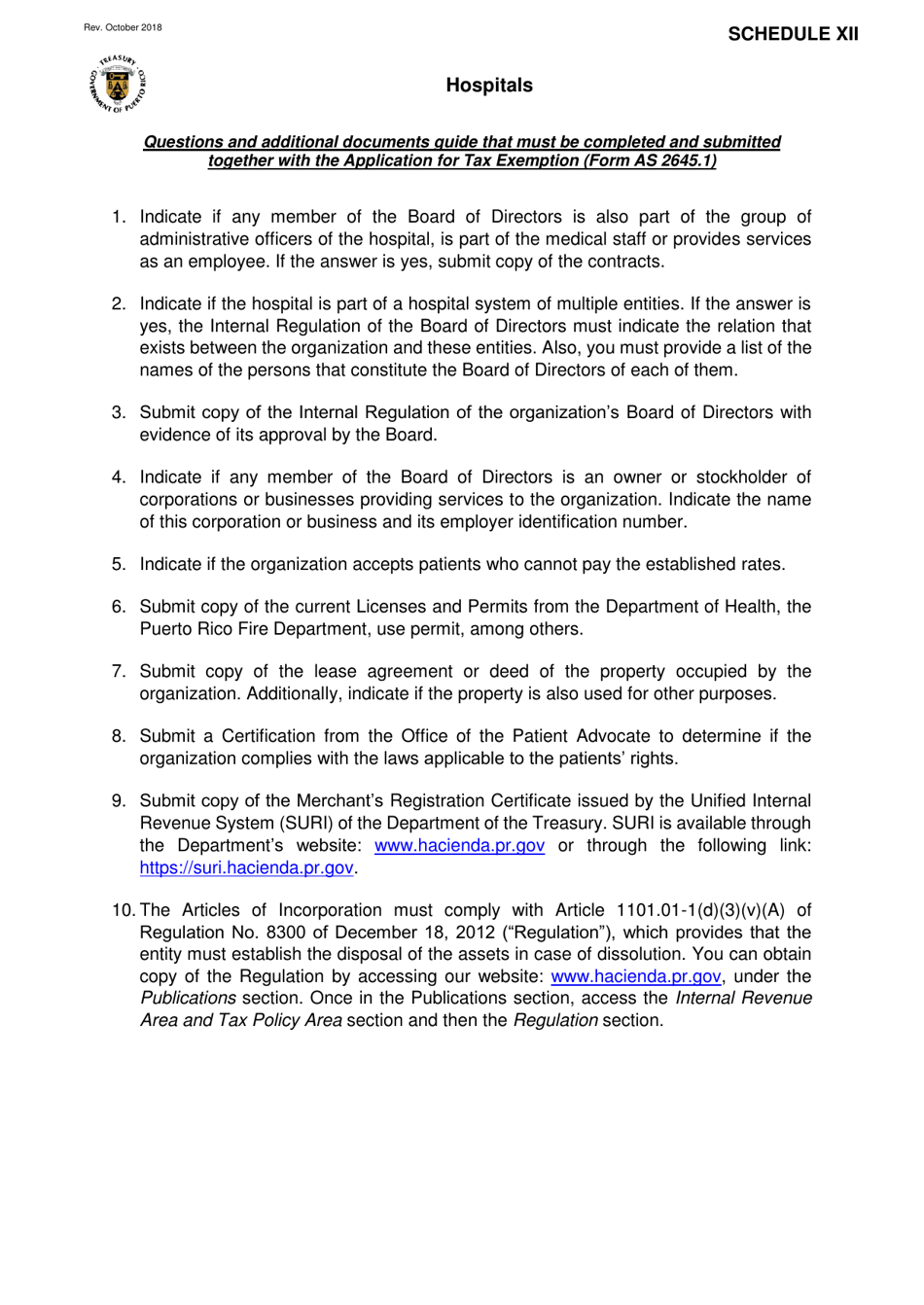 Form AS2645.1 Application for Tax Exemption Under Section 1101.01 of the Puerto Rico Internal Revenue Code of 2011, as Amended - Puerto Rico, Page 17
