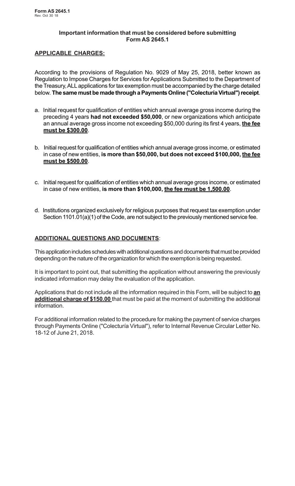 Form AS2645.1 Application for Tax Exemption Under Section 1101.01 of the Puerto Rico Internal Revenue Code of 2011, as Amended - Puerto Rico, Page 5