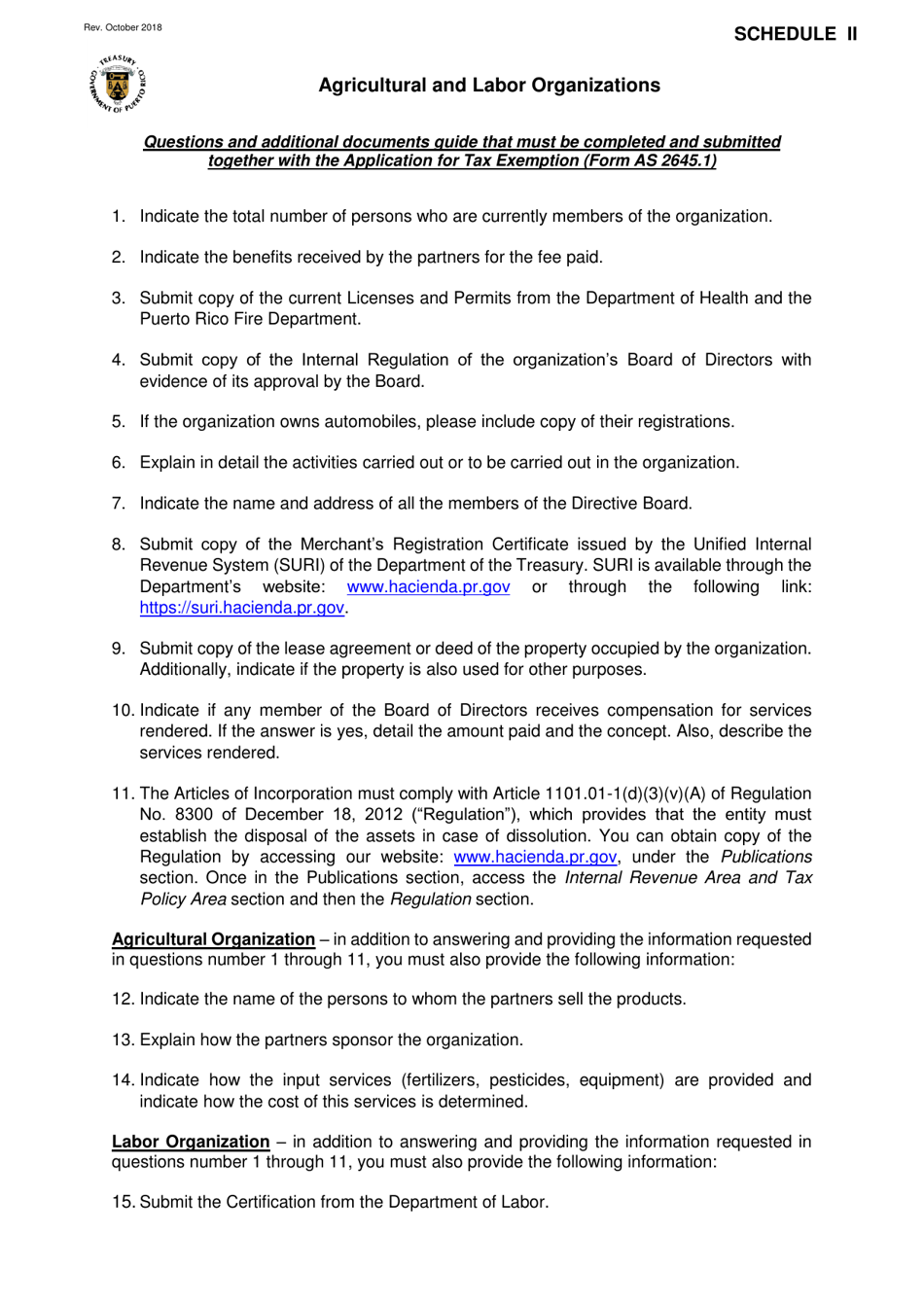 Form AS2645.1 Application for Tax Exemption Under Section 1101.01 of the Puerto Rico Internal Revenue Code of 2011, as Amended - Puerto Rico, Page 7