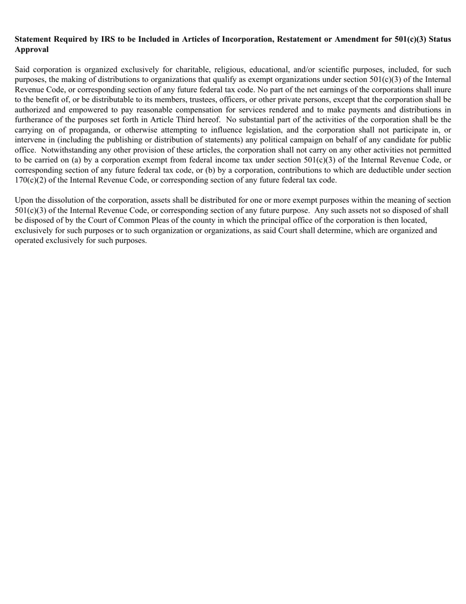 Form CD-INP (CD-1NP) West Virginia Articles of Incorporation With Non-profit IRS Attachment - West Virginia, Page 4