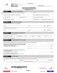 Form REV-643 Motor Fuels Tax Reimbursement Claim Form for Undyed Diesel and Undyed Kerosene Used in Truck Refrigeration Units - Pennsylvania