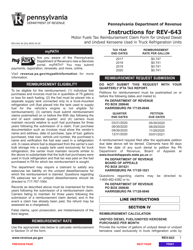 Form REV-643 Motor Fuels Tax Reimbursement Claim Form for Undyed Diesel and Undyed Kerosene Used in Truck Refrigeration Units - Pennsylvania, Page 3