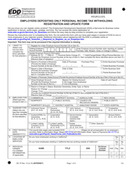 Document preview: Form DE1P Employers Depositing Only Personal Income Tax Withholding Registration and Update Form - California