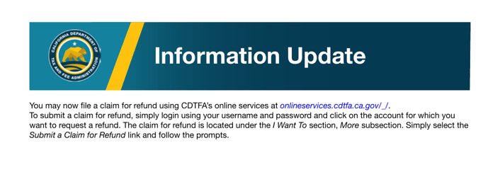 Form CDTFA-101 Claim for Refund or Credit - California