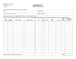 Document preview: Schedule C-1 Tobacco Products Tax - Record of Snuff Tobacco Products Exported out of Connecticut - Connecticut