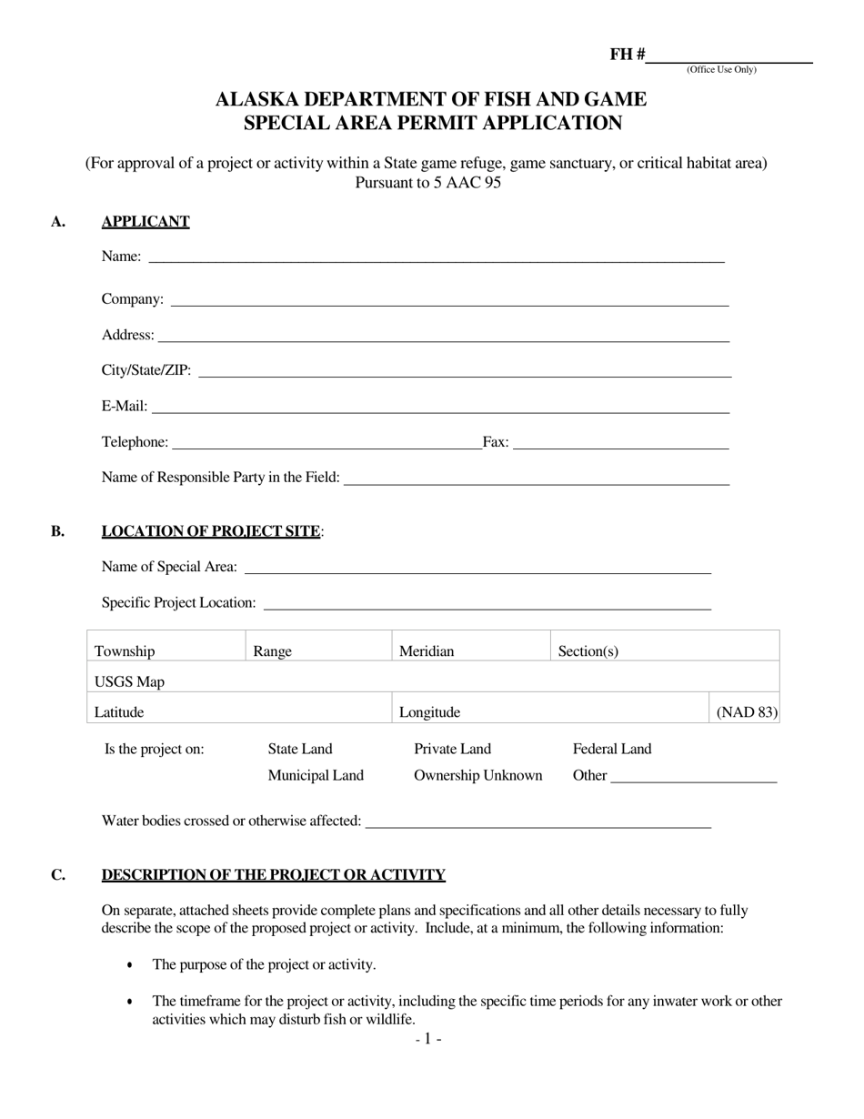 Special Area Permit Application - Alaska, Page 1
