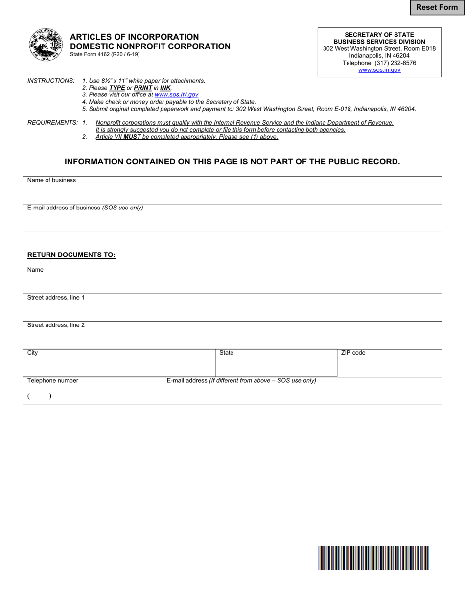 State Form 4162 - Fill Out, Sign Online and Download Fillable PDF, Indiana | Templateroller