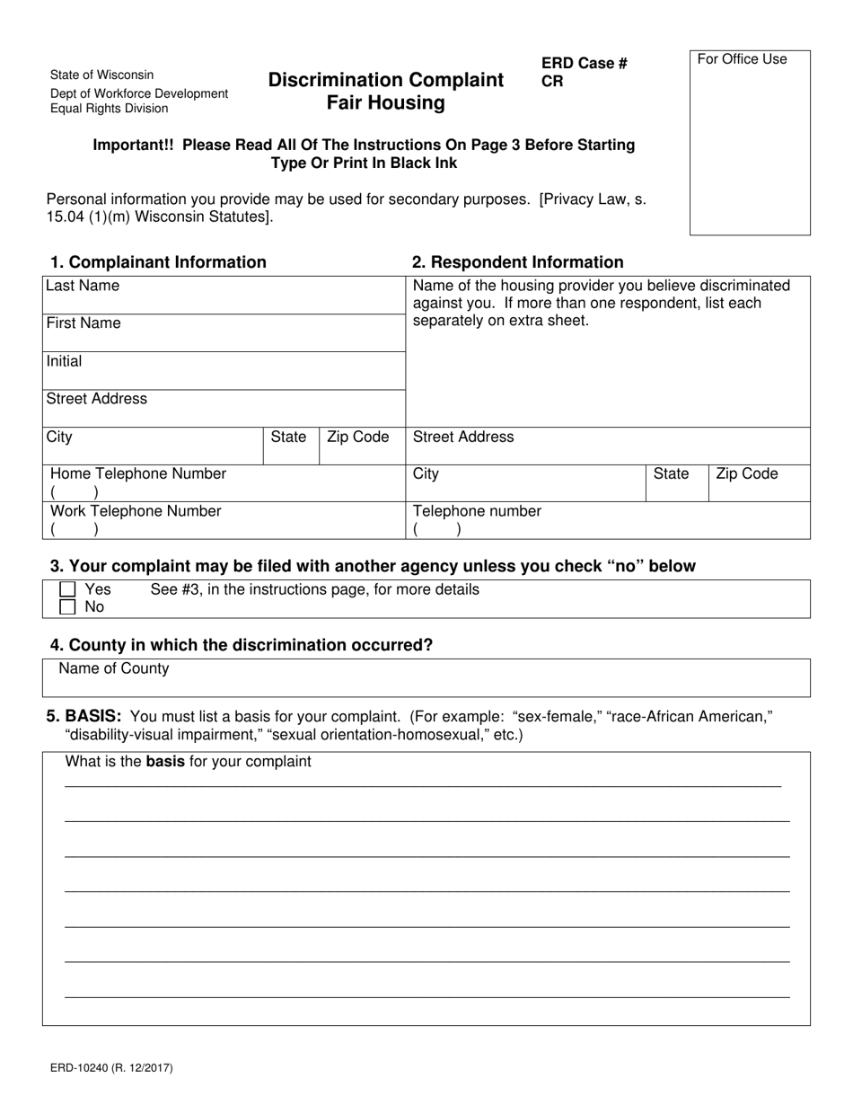 Form ERD10240 Fill Out, Sign Online and Download Printable PDF