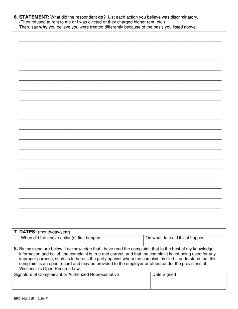 Form ERD-10240 - Fill Out, Sign Online and Download Printable PDF ...