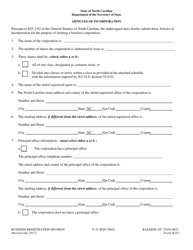 Form B-01 &quot;Articles of Incorporation&quot; - North Carolina, Page 2