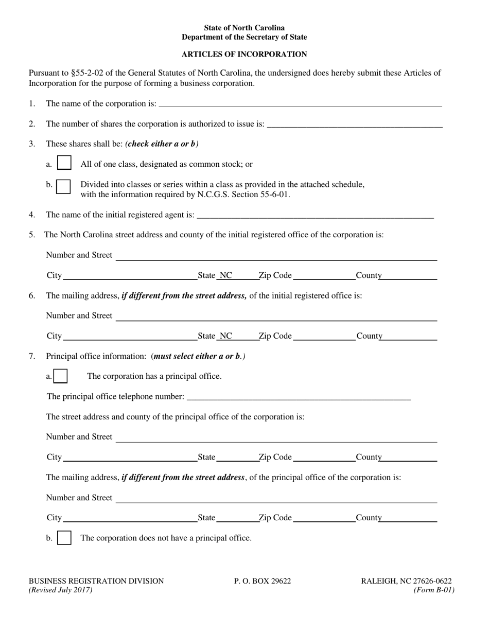 Form B-01 - Fill Out, Sign Online and Download Fillable PDF, North ...