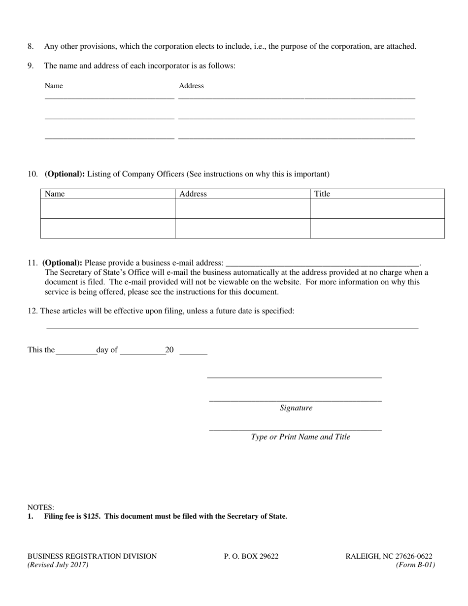 Form B-01 - Fill Out, Sign Online And Download Fillable Pdf, North 