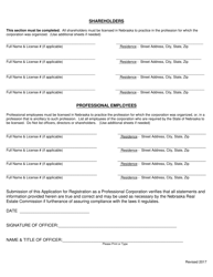 Application for Registration as a Professional Corporation - Nebraska, Page 2