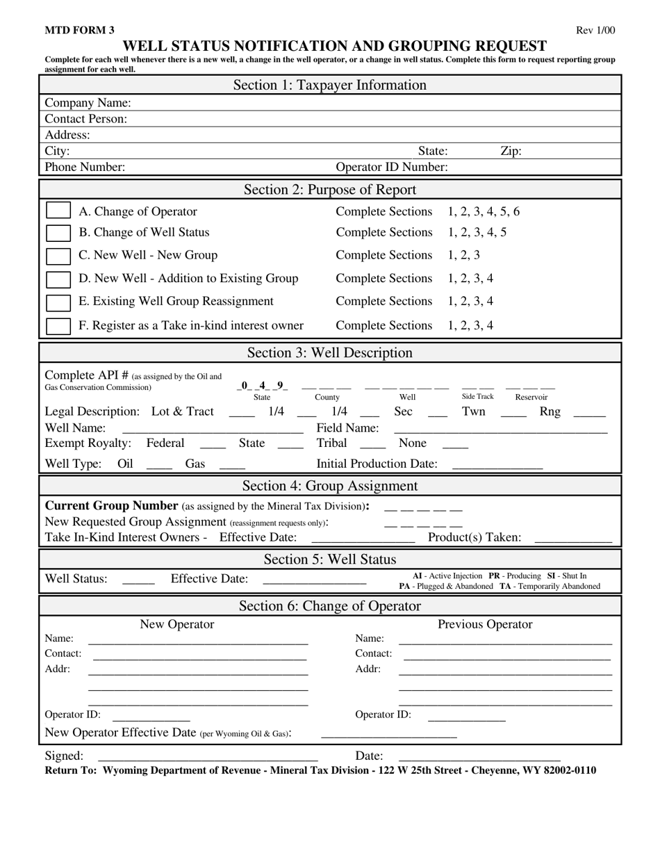 MTD Form 3 Well Status Notification and Grouping Request - Wyoming, Page 3