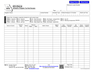 Document preview: Form 573 Schedule of Supplier Tax-Paid Receipts - Missouri