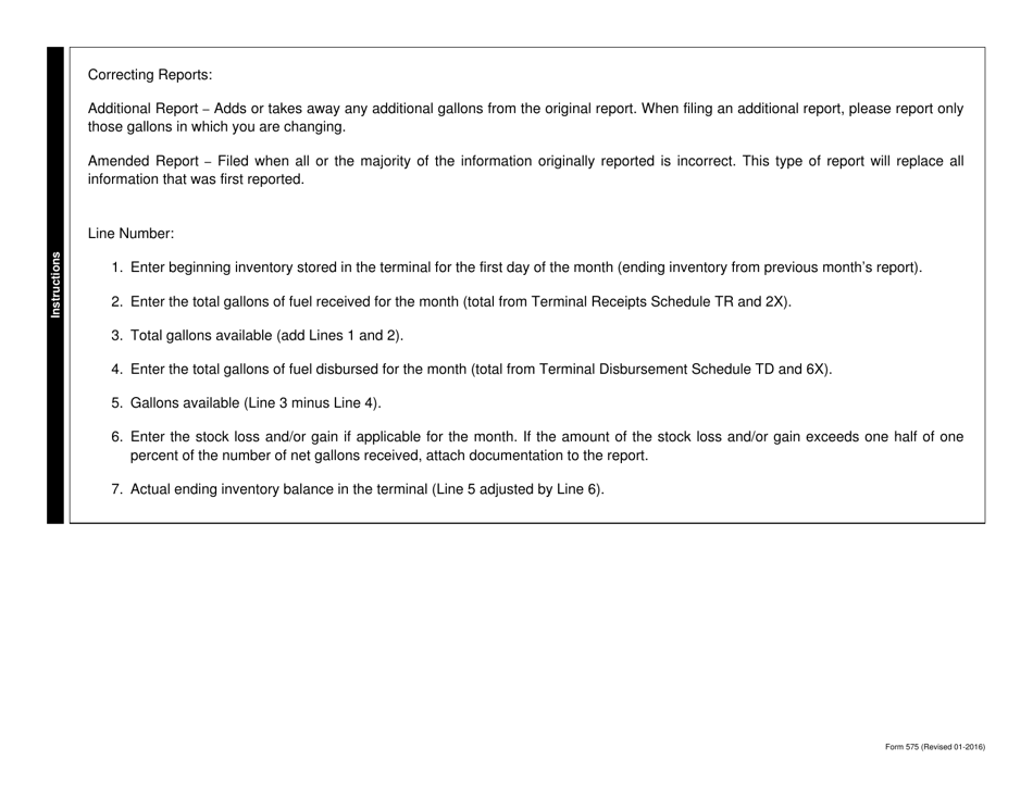 Form 575 Terminal Operator Report - Missouri, Page 2