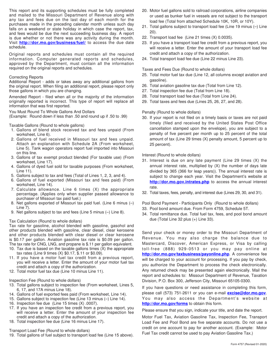Form 4757 Distributors Monthly Tax Report - Missouri, Page 3