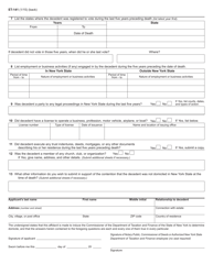 Form ET-141 New York State Estate Tax Domicile Affidavit - New York, Page 2