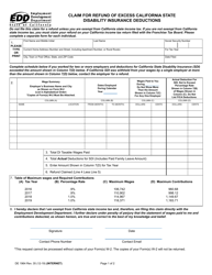 Form DE1964 Claim for Refund of Excess California State Disability Insurance Deductions - California