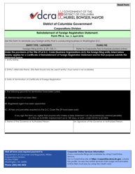 Document preview: Form FN-6 Reinstatement of Foreign Registration Statement - Washington, D.C.