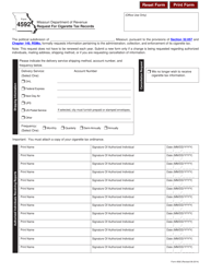 Document preview: Form 4592 Request for Cigarette Tax Records - Missouri