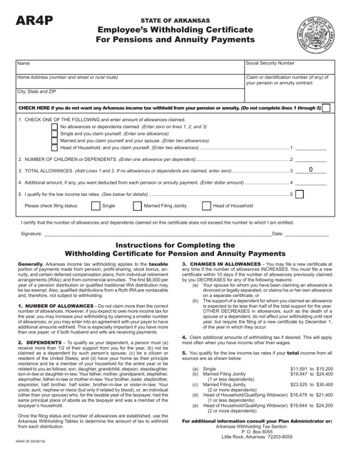 form ar4p employee s withholding certificate for pensions and annuity payments arkansas big