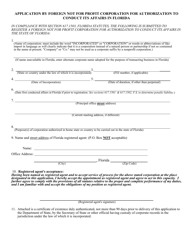 Form CR2E021 Application by Foreign Not for Profit Corporation for Authorization to Conduct Its Affairs in Florida - Florida, Page 3